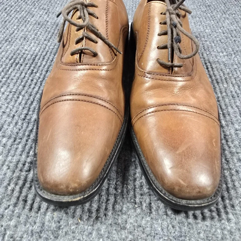 To Boot New York Shoes Mens Size 9 Brown Leather Cap Toe Oxford Dress Made Italy
